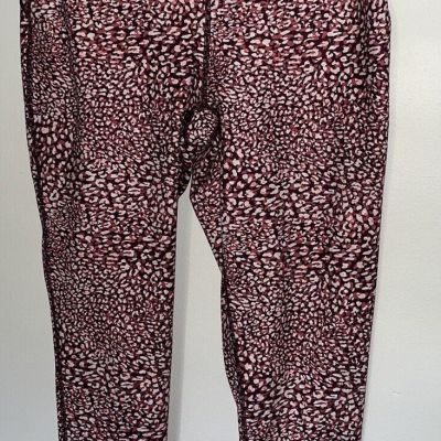 Gap Fit Pink Cheeta Leggings Size Small Ankle Length Workout Fit High Waist